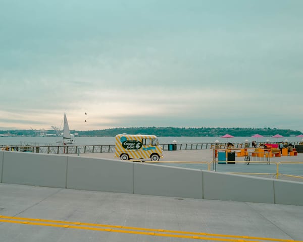 A photo taken from Seattle's waterfront looking at Elliott Bay