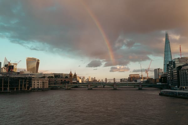 rainbow after the rain in London, UK